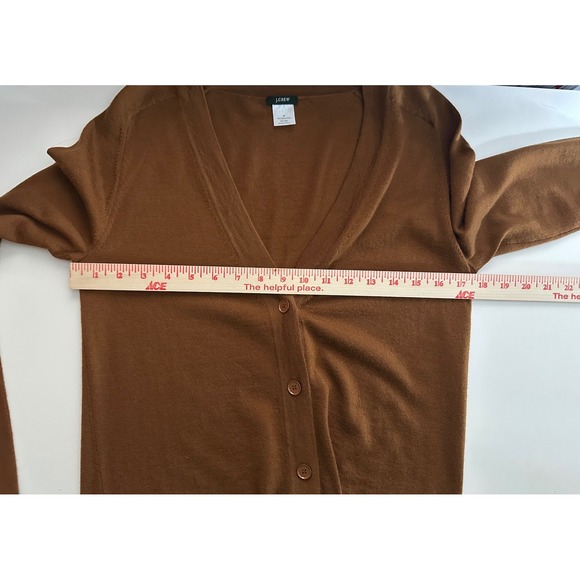 J Crew 100% Merino Wool Lightweight Cardigan Sweater Sz M Brown Button Front - Picture 5 of 9